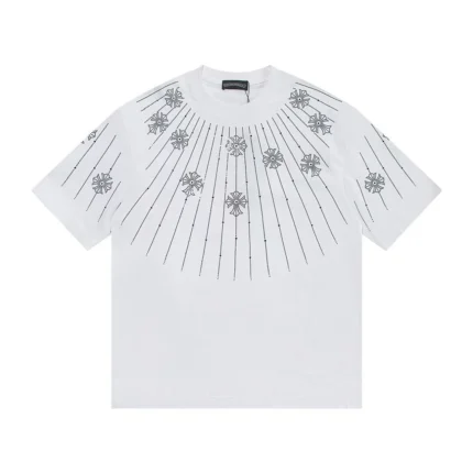 Chrome Hearts Rhinestone Cross Sunburst T-Shirt White