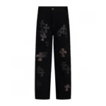 Chrome Hearts Black Brown Cross Jeans featuring distinctive brown cross details on a bold black denim design.