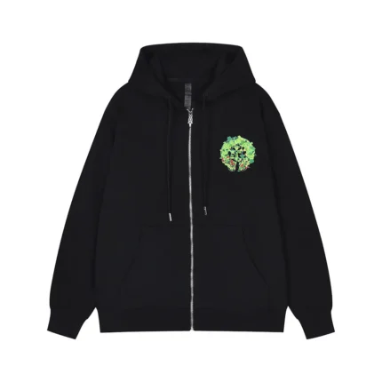 CH Floral Horseshoe Zip Hoodie Black Green