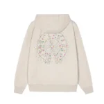 CH Ivory Rhinestone Cross Zip Up Hoodie Back in