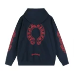 CH Red Logo Horseshoe Zip Navy Hoodie Back in