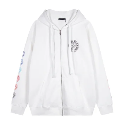 CH White Multi Color Horseshoe Zip Up Hoodie