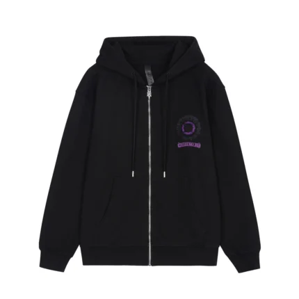 Chrome Hearts Floral Cross Zip Up Purple Hoodie