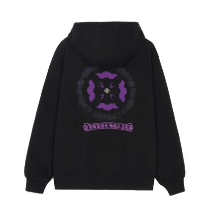 Chrome Hearts Floral Cross Zip Up Purple Hoodie Back in