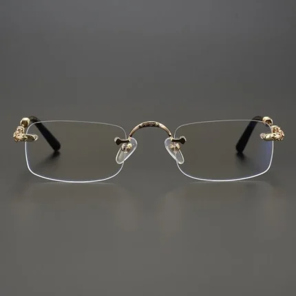 Chrome Hearts Gold Rimless Cross Glasses