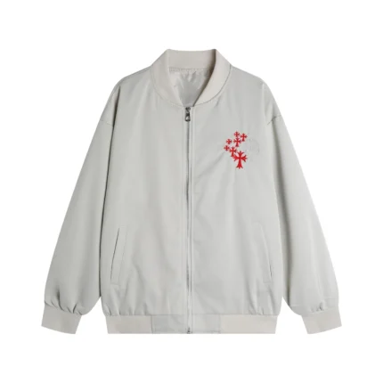 Chrome Hearts Ivory Horseshoe Bomber Red Cross Jacket