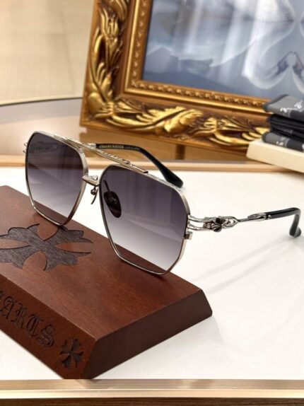 Chrome Hearts Silver Hexagon Grey Gradient Sunglasses