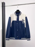 Chrome Hearts Triple Cross Varsity Jacket Navy Cream