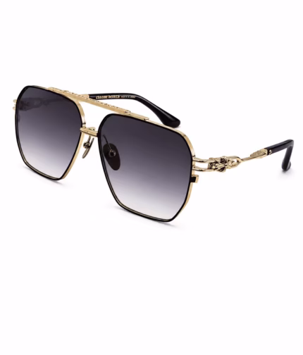 Chrome Hearts Gold Hexagon Aviator Sunglasses