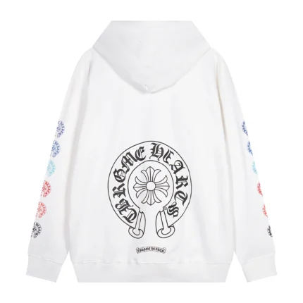 Chrome Hearts White Multi Color Horseshoe Zip Up Hoodie